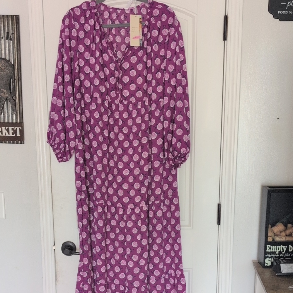 Purple Floral Print Women’s Midi Dress
